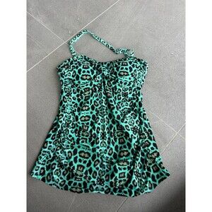 Venus Leopard Halter Tankini Swimsuit 2 Piece Top size 10